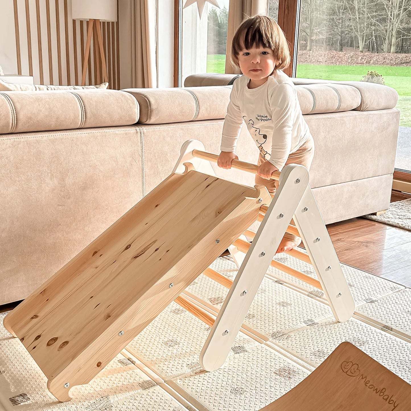 MeowBaby - Rutsche-Kletterwand 2 in 1 für Kinder Weiß