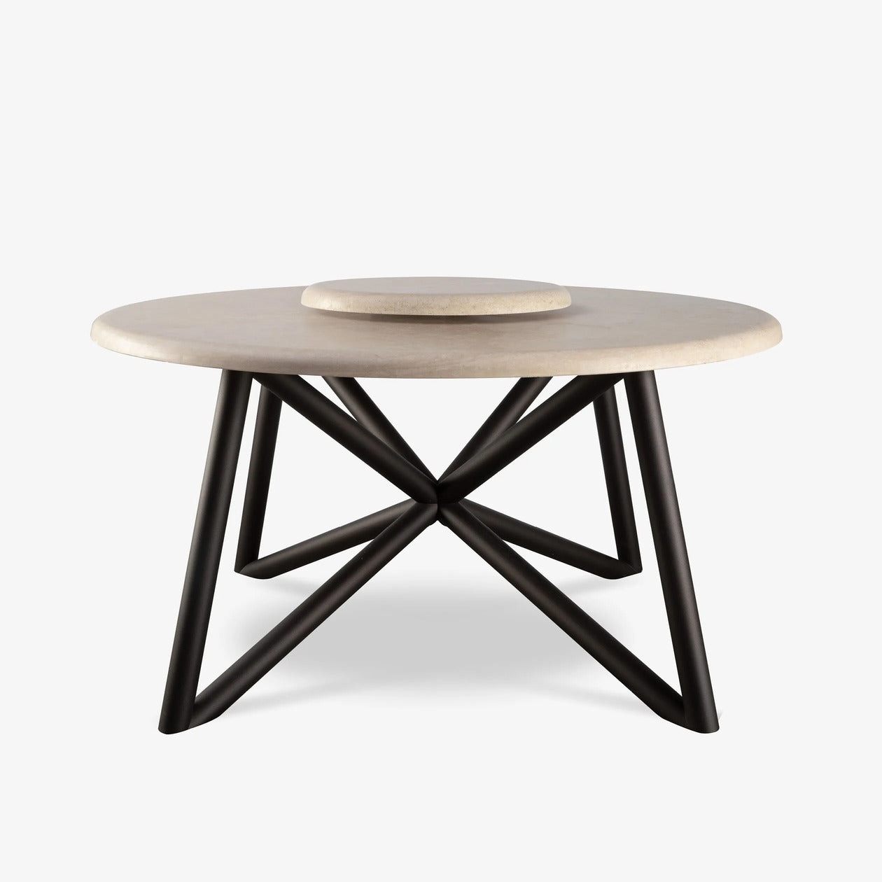 VELTHA® - Runder Tisch HERMU Travertin Lazy Susan