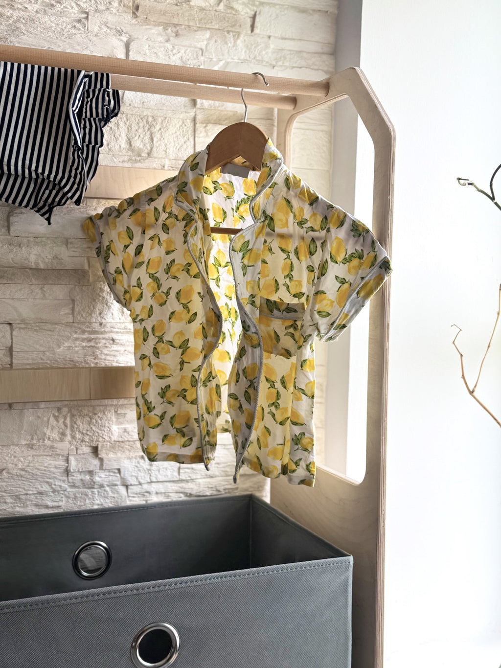 Montessori Wooden Clothes Drying Rack with Storage for Kids