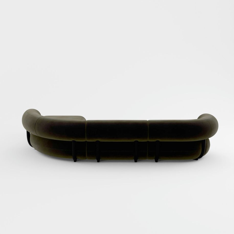 Tom Dixon - Fat L-Form Modulares Sofa Samt Tannengrün