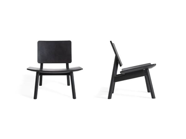 Cappellini -  Hiroi Loungesessel Esche Schwarz / Leder Schwarz