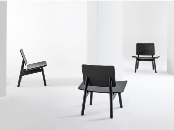 Cappellini -  Hiroi Loungesessel Esche Schwarz / Leder Schwarz