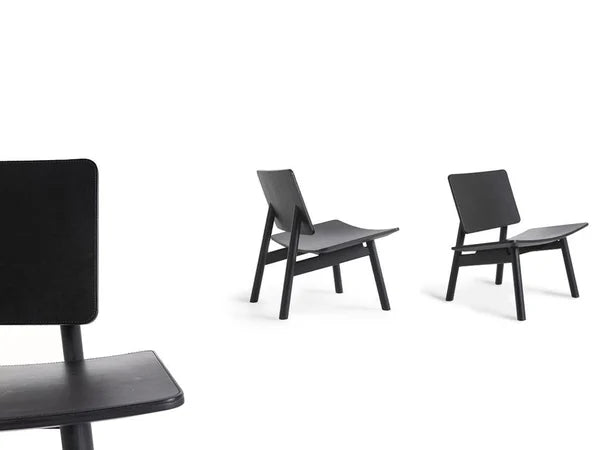 Cappellini -  Hiroi Loungesessel Esche Schwarz / Leder Schwarz