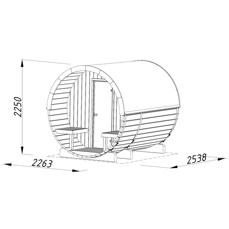 Palmako - Fass-Sauna Modell Anita 1,3 + 0,7 m²