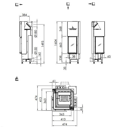 Spartherm - Kamineinsatz Arte 2LRh-66 4-seitiger Blendrahmen