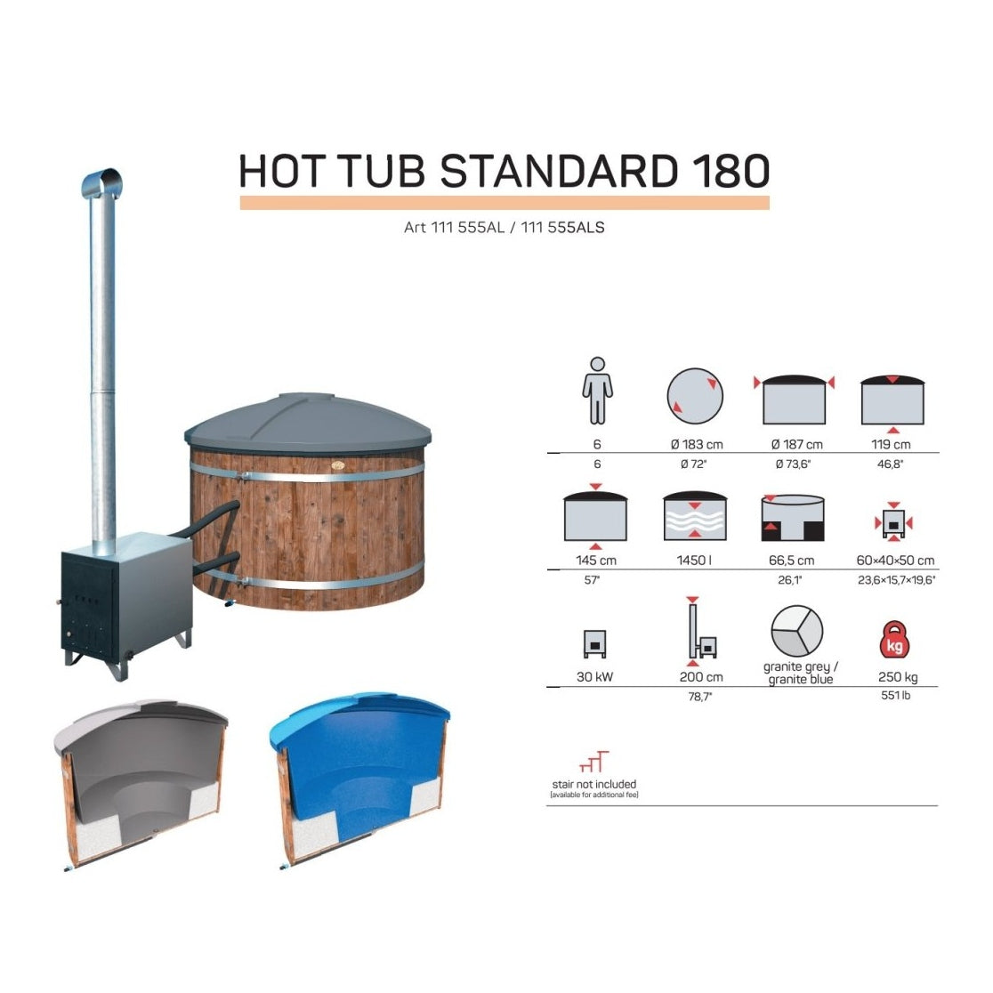 Tene Hot Tub Standard in 2 Farben ø 180