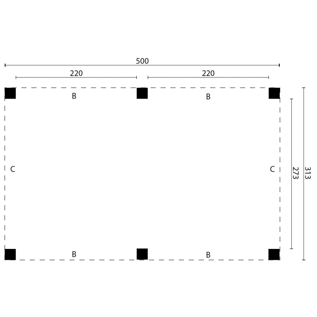 Tuindeco - Pavillon / Carport Renesse 500 Selbstbausatz