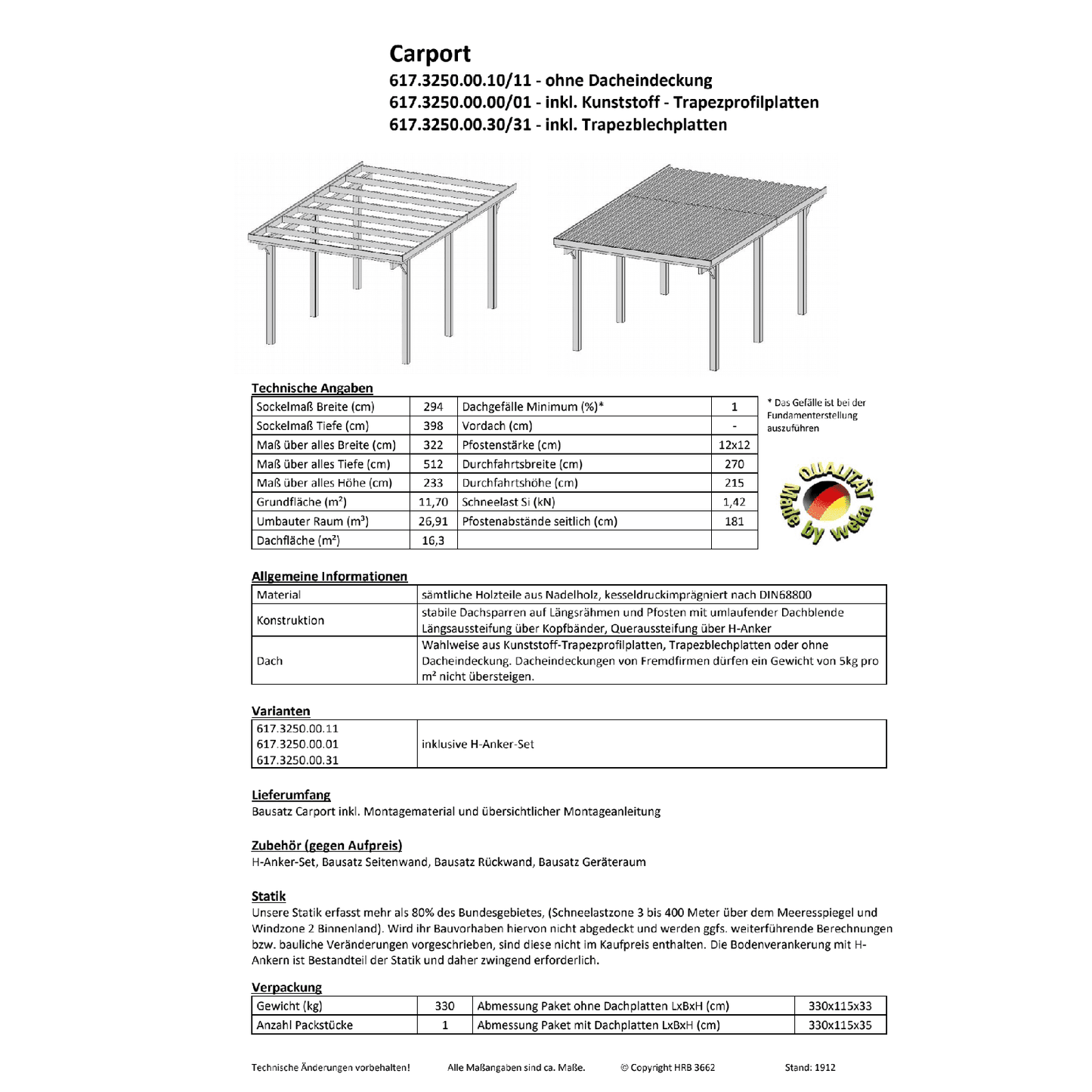 WEKA - CARPORT 617