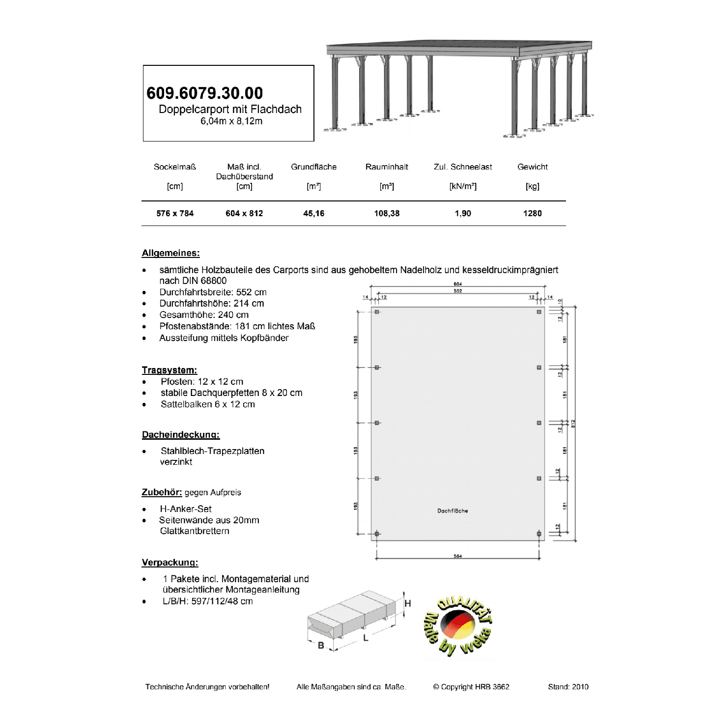 WEKA - DOPPEL-CARPORT 609